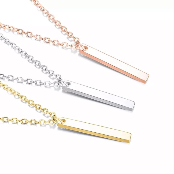 ⚜️𝟯𝟬%𝗢𝗙𝗙 𝗯𝘂𝗻𝗱𝗹𝗲𝘀 𝟯+⚜️ NEW Short Vertical Bar Stainless Steel Necklace - Picture 4 of 12